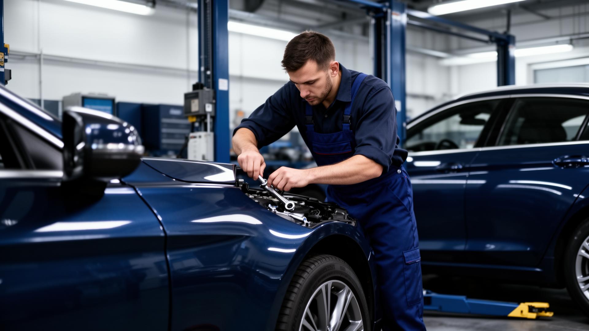 Mekaniker arbejder på en bil hos ADJ AutoCare